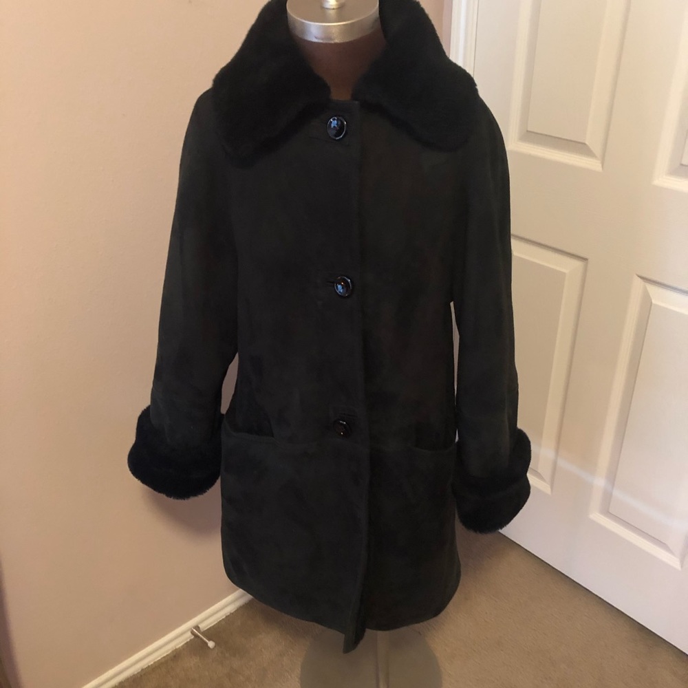 Barney’s New York Black Suede Shearling Coat